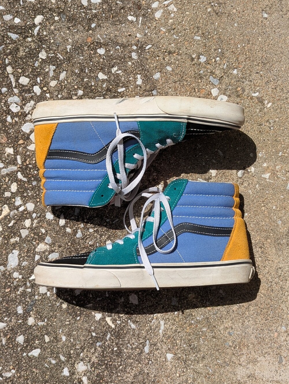 Vans High-Top Colorblock Sneakers in Blue, Green & Yellow